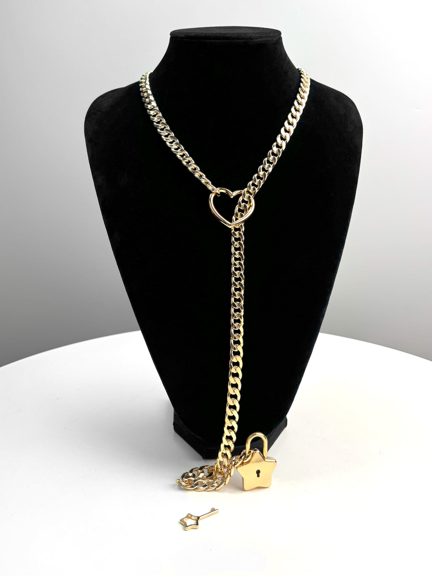 Curb Heart & Star Slip Chain